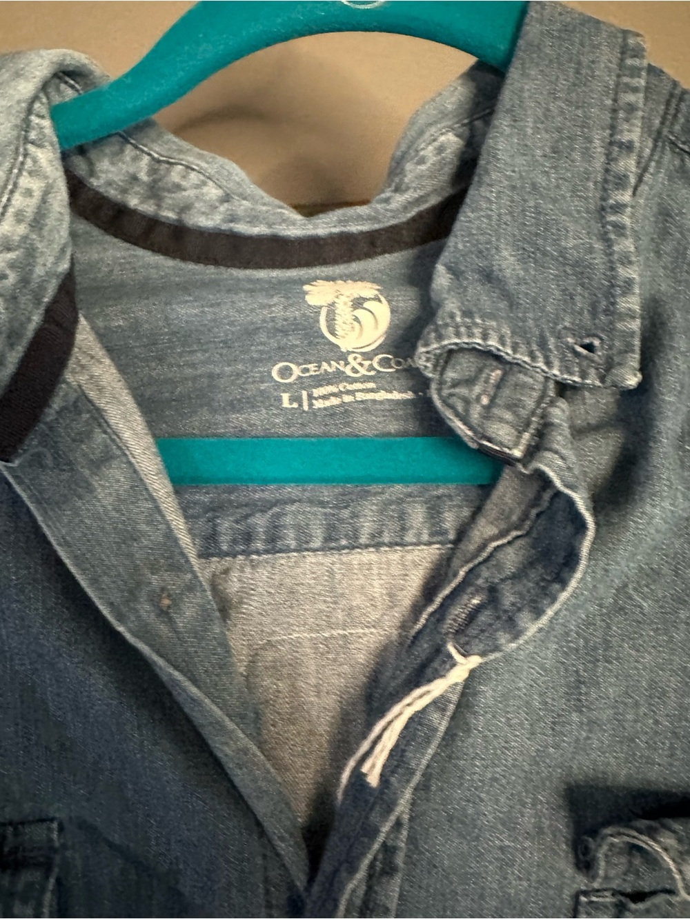 Repurposed Jean shirt with quilt patches. - Picture 3 of 4